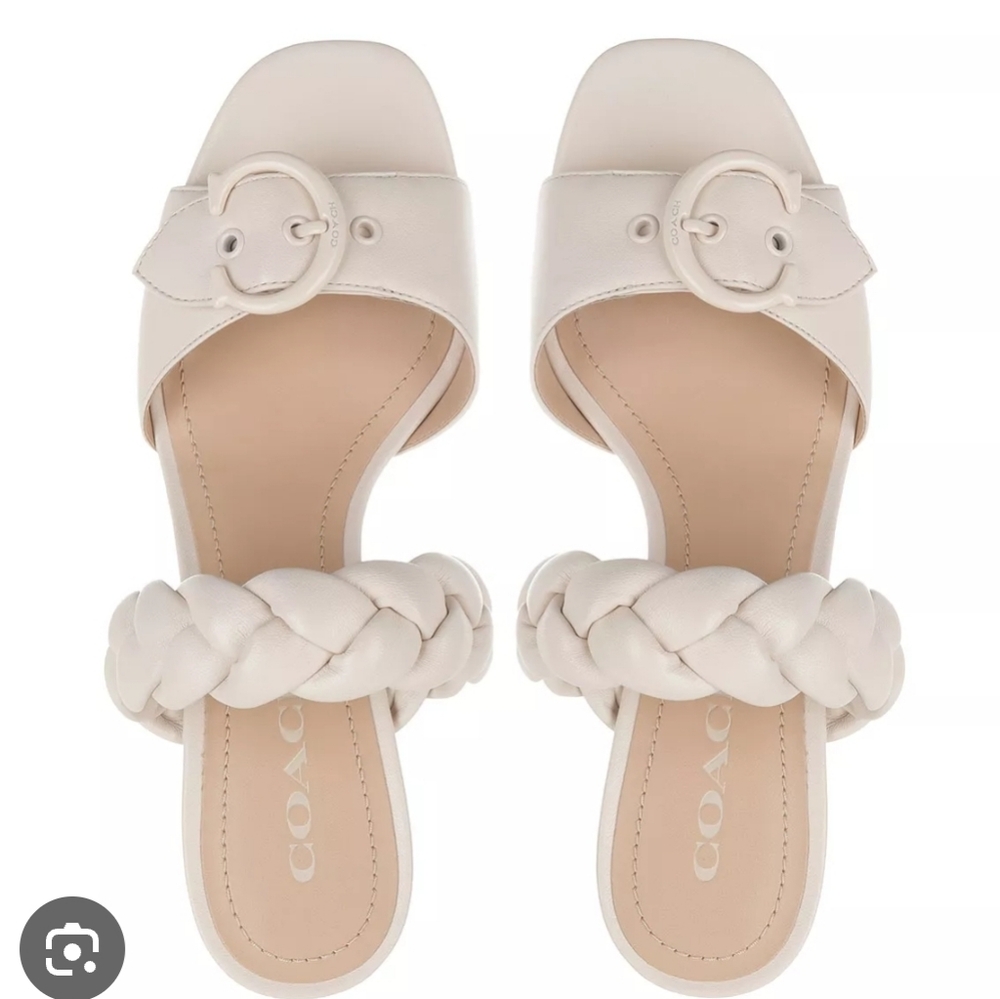 Coach Women's Mollie Cream Braided Sandals Sz 8 Like New - Picture 2 of 11
